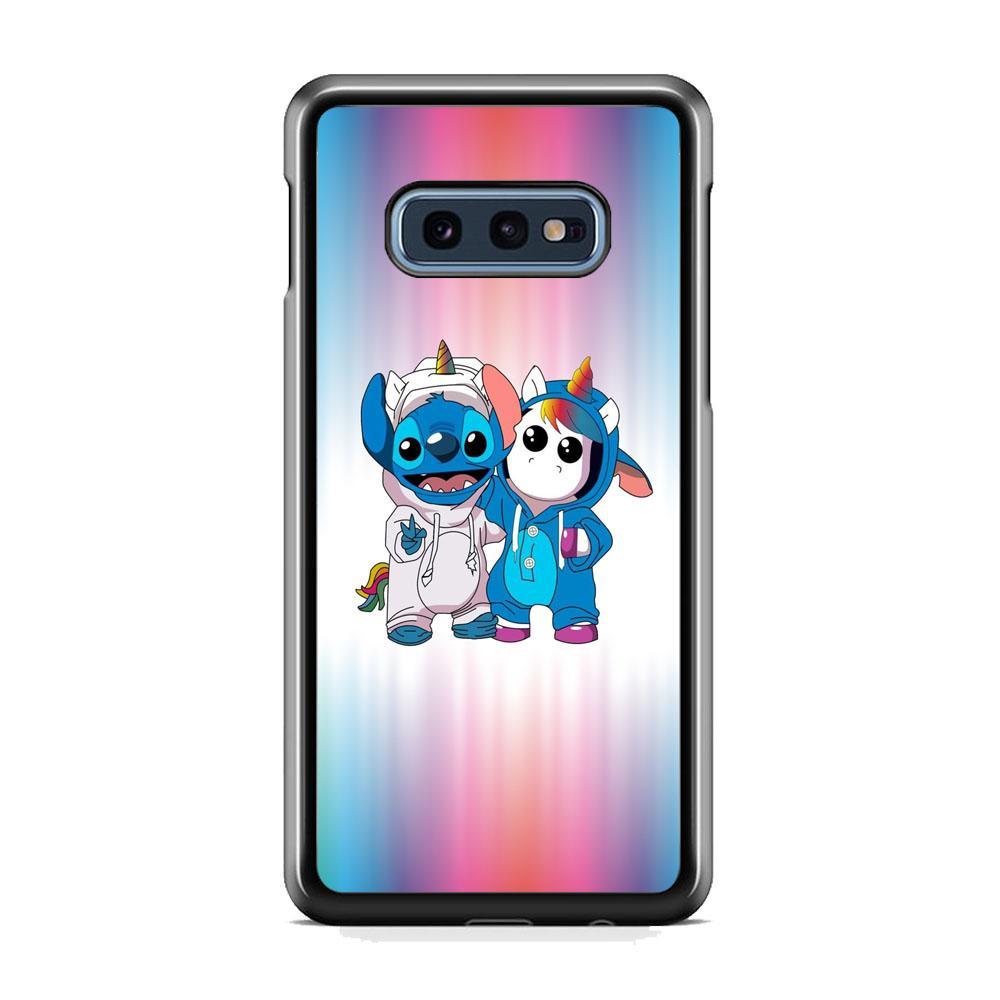 Stitch And Unicornio Soft Colour Gradation Samsung Galaxy S10E Case-Rubber Black (2D Case)-Oxvistore