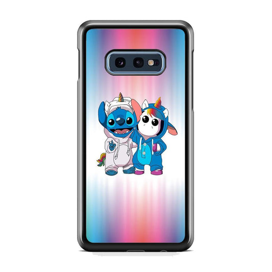 Stitch And Unicornio Soft Colour Gradation Samsung Galaxy S10E Case-Rubber Black (2D Case)-Oxvistore