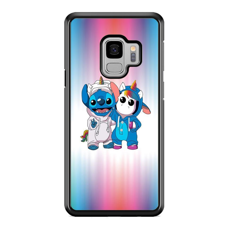 Stitch And Unicornio Soft Colour Gradation Samsung Galaxy S9 Case-Rubber Black (2D Case)-Oxvistore