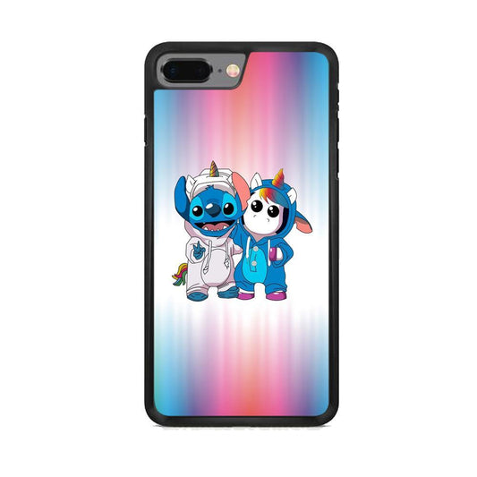 Stitch And Unicornio Soft Colour Gradation iPhone 8 Plus Case-Rubber Black (2D Case)-Oxvistore