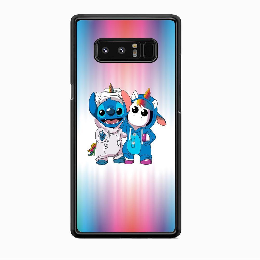 Stitch And Unicornio Soft Colour Gradation Samsung Galaxy Note 8 Case-Rubber Black (2D Case)-Oxvistore