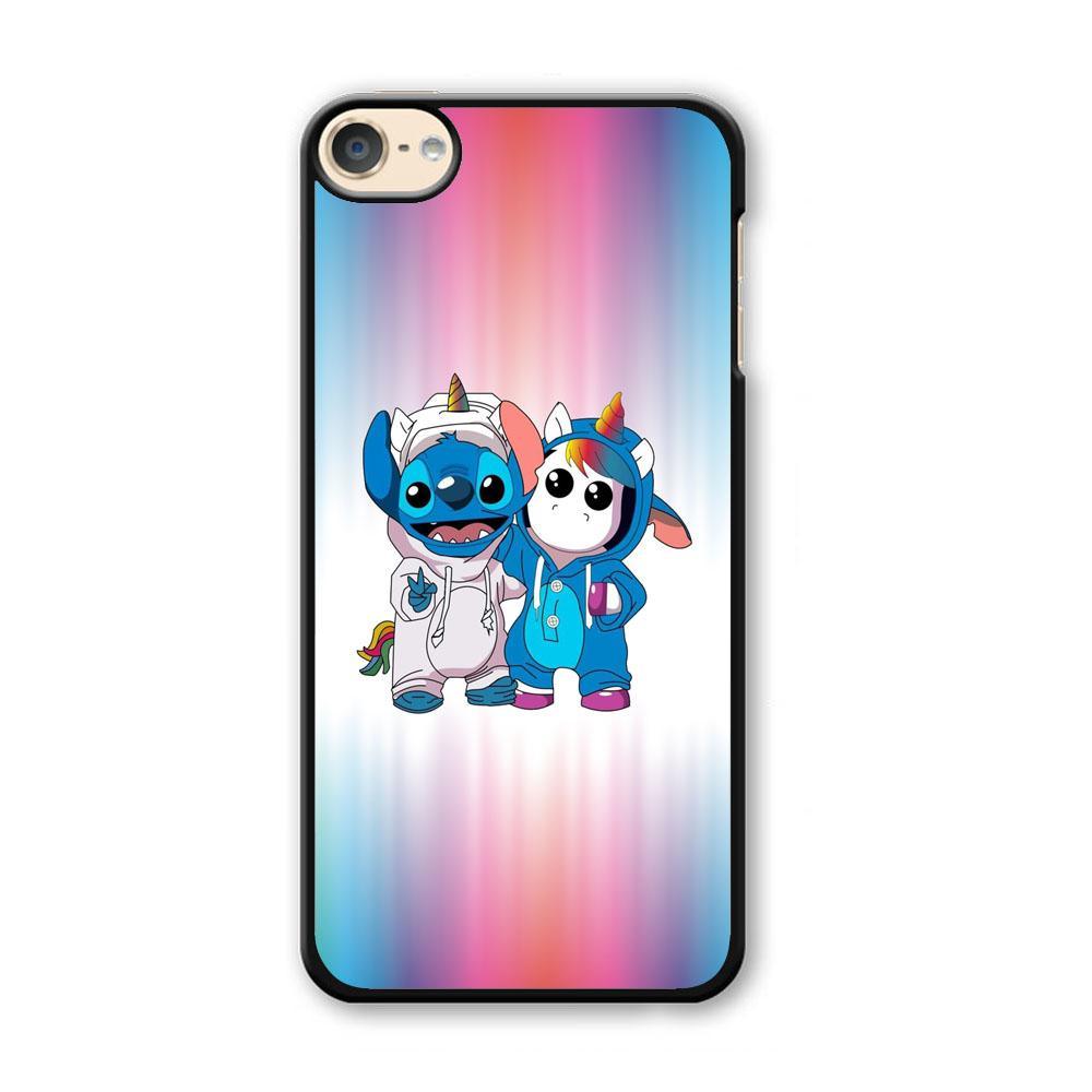 Stitch And Unicornio Soft Colour Gradation iPod Touch 6 Case-Plastic Black (2D Case)-Oxvistore