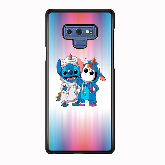 Stitch And Unicornio Soft Colour Gradation Samsung Galaxy Note 9 Case-Rubber Black (2D Case)-Oxvistore