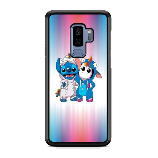 Stitch And Unicornio Soft Colour Gradation Samsung Galaxy S9 Plus Case-Rubber Black (2D Case)-Oxvistore
