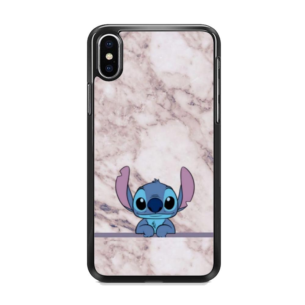 Stitch Marmer Wall iPhone XS Case-Rubber White (2D Case)-Oxvistore