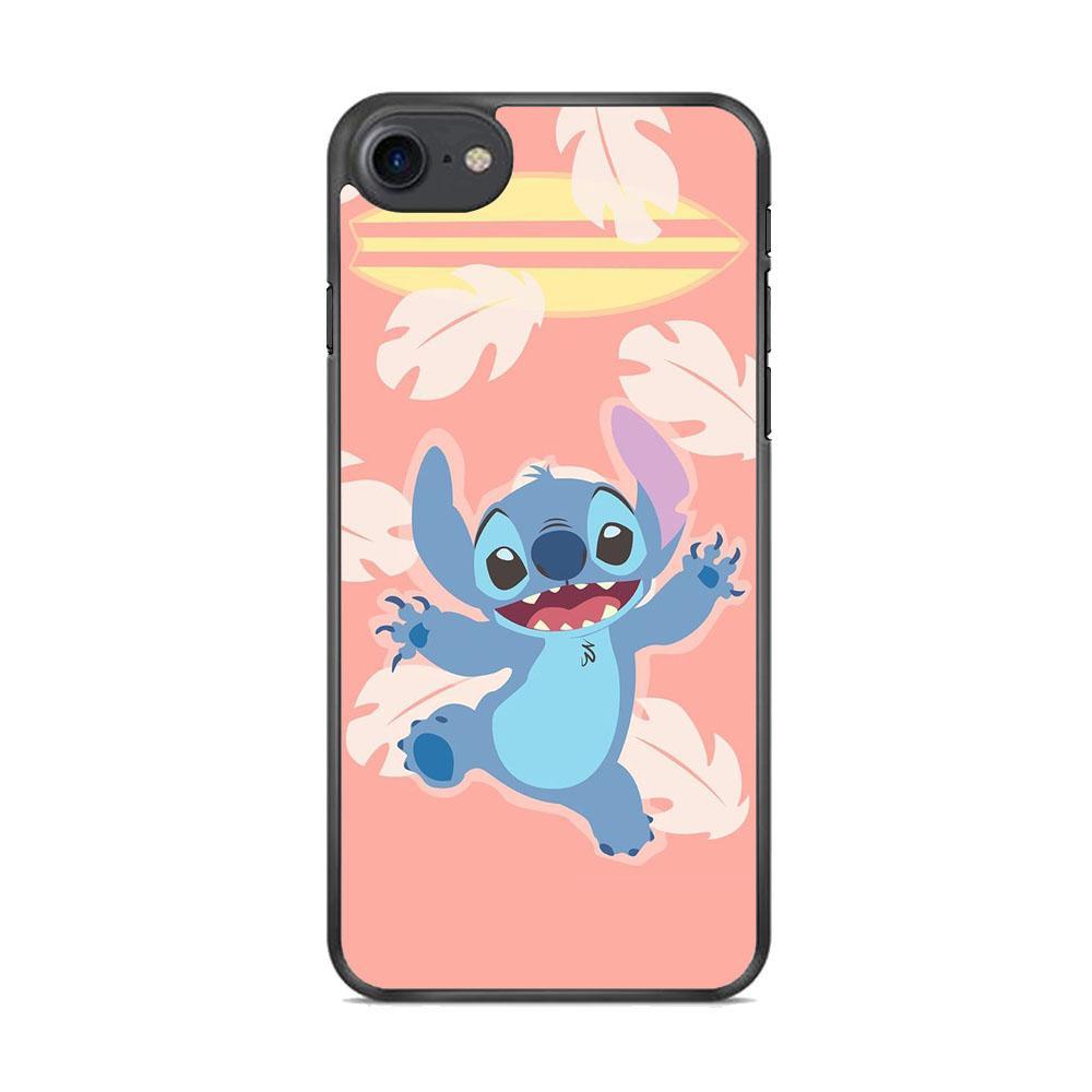 Stitch With Surfing Board iPhone 7 Case-Rubber Black (2D Case)-Oxvistore
