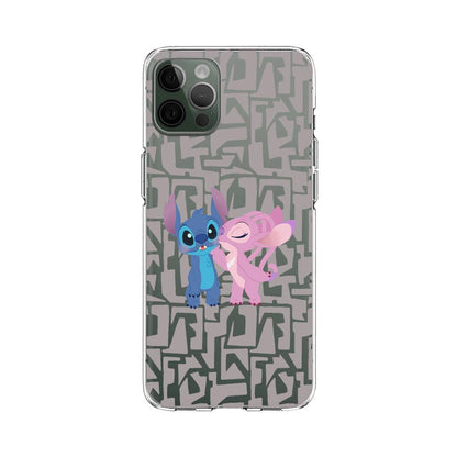 Stitch and Angel Love Through Kisses Clear Soft Case-Oxvistore