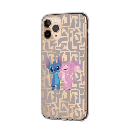Stitch and Angel Love Through Kisses Clear Soft Case-Oxvistore