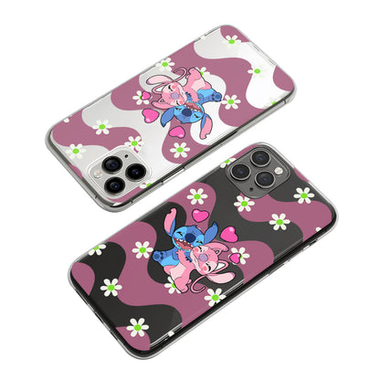 Stitch and Angel Sharing Love Clear Soft Case