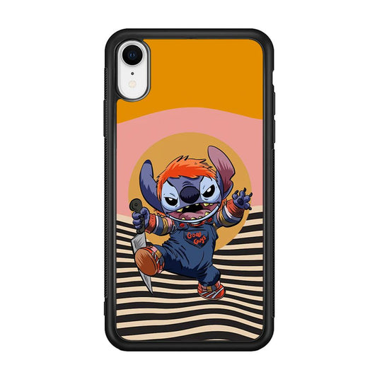 Stitch with Chucky Inside iPhone XR Case-Rubber Black (2D Case)-Oxvistore