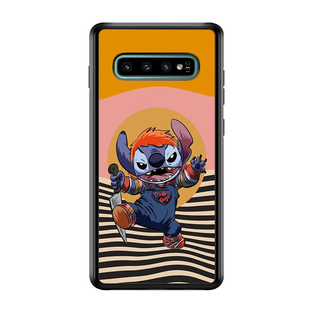 Stitch with Chucky Inside Samsung Galaxy S10 Case-Rubber Black (2D Case)-Oxvistore