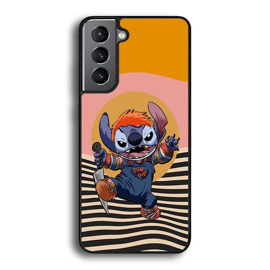 Stitch with Chucky Inside Samsung Galaxy S22 Case-Rubber Black (2D Case)-Oxvistore