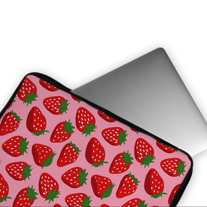 Strawberries Pattern Pink Laptop Sleeve Protective Cover