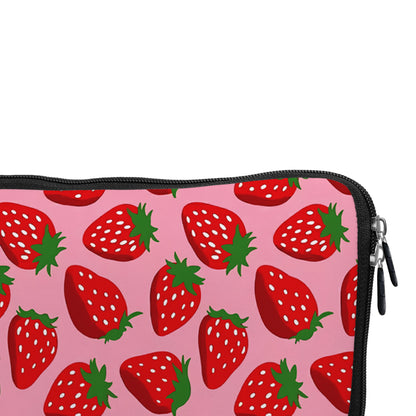 Strawberries Pattern Pink Laptop Sleeve Protective Cover