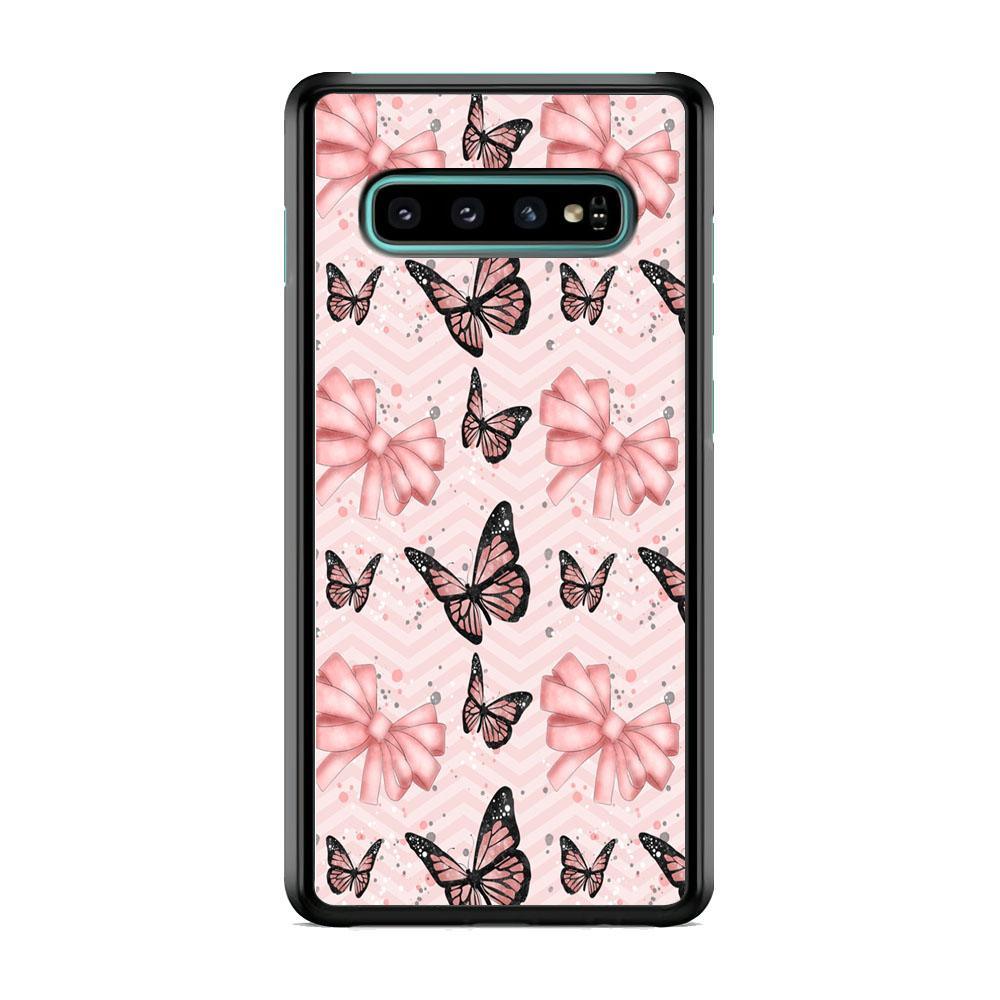 Strip Beauty Butterfly Samsung Galaxy S10 Plus Case-Rubber Black (2D Case)-Oxvistore