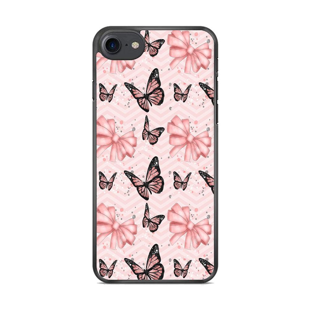 Strip Beauty Butterfly iPhone 8 Case-Rubber Black (2D Case)-Oxvistore