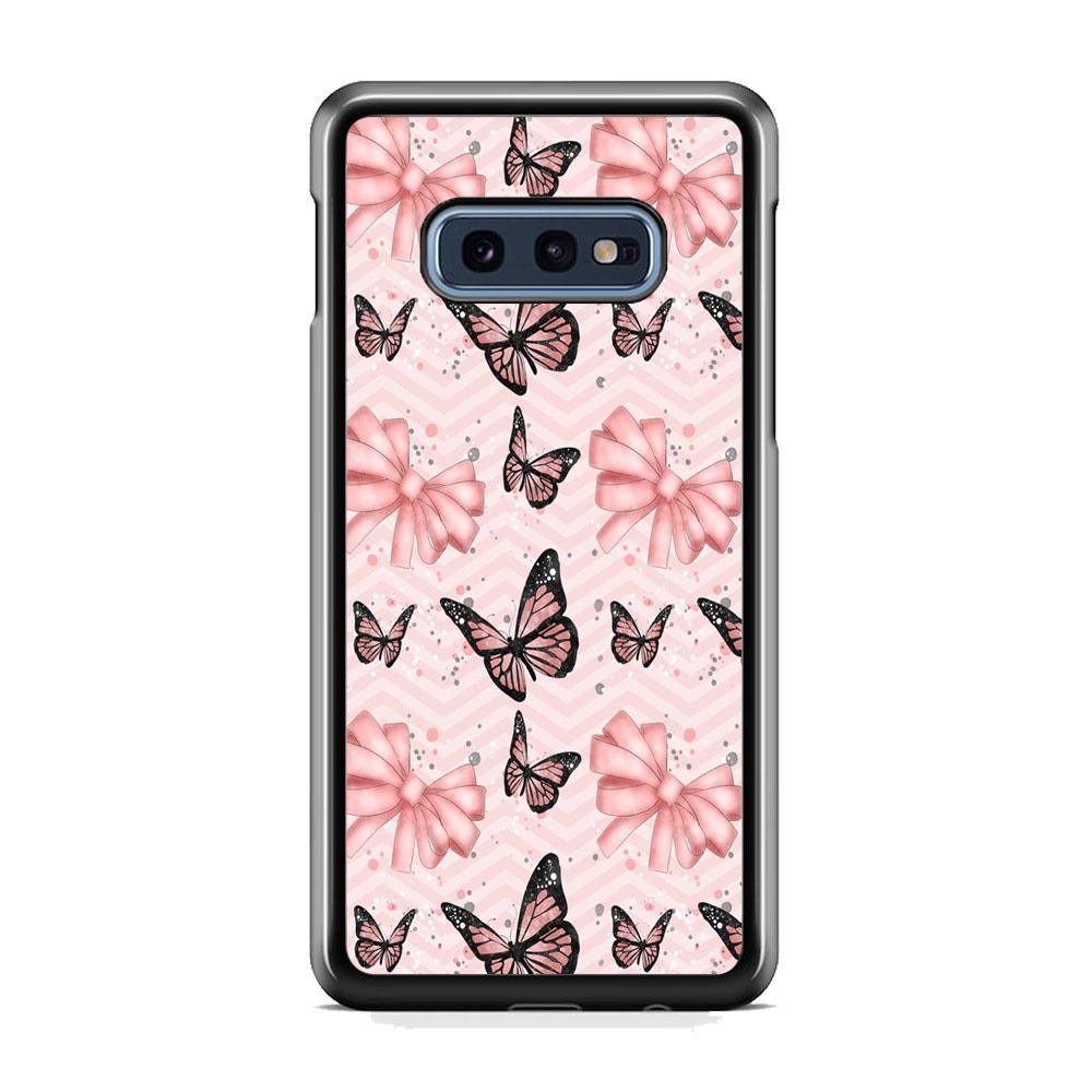 Strip Beauty Butterfly Samsung Galaxy S10E Case-Rubber Black (2D Case)-Oxvistore