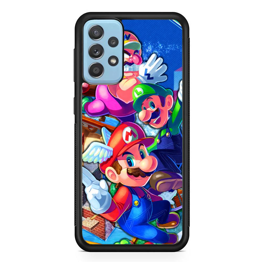 Super Mario Flying Challenge Samsung Galaxy A72 Case-Rubber Black (2D Case)-Oxvistore