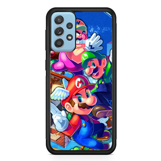 Super Mario Flying Challenge Samsung Galaxy A72 Case-Rubber Black (2D Case)-Oxvistore