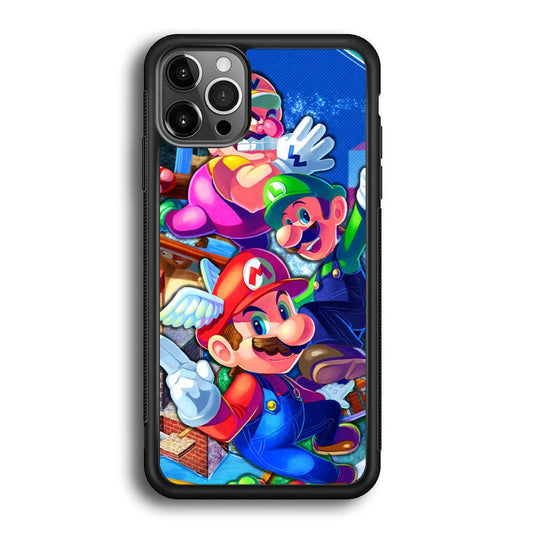 Super Mario Flying Challenge iPhone 12 Pro Case-Rubber Black (2D Case)-Oxvistore