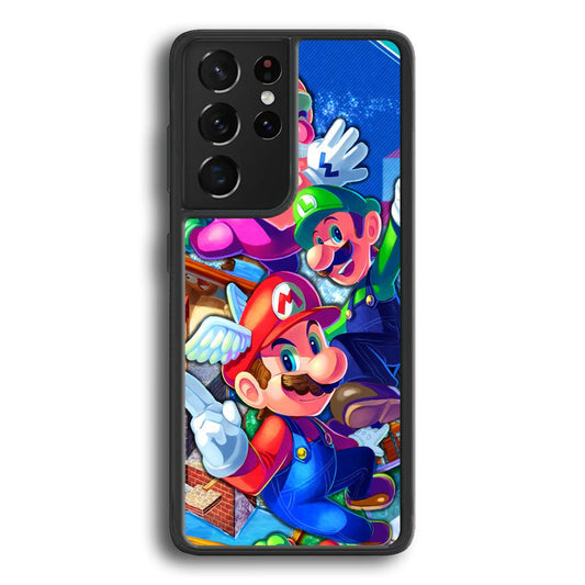 Super Mario Flying Challenge Samsung Galaxy S22 Ultra Case-Rubber Black (2D Case)-Oxvistore