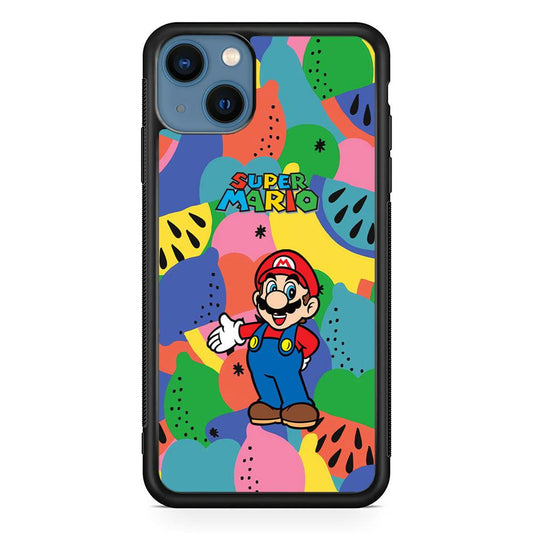 Super Mario Fruits Party iPhone 14 Plus Case-Rubber Black (2D Case)-Oxvistore