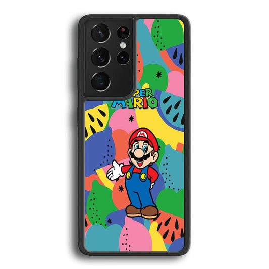 Super Mario Fruits Party Samsung Galaxy S21 Ultra Case-Rubber White (2D Case)-Oxvistore