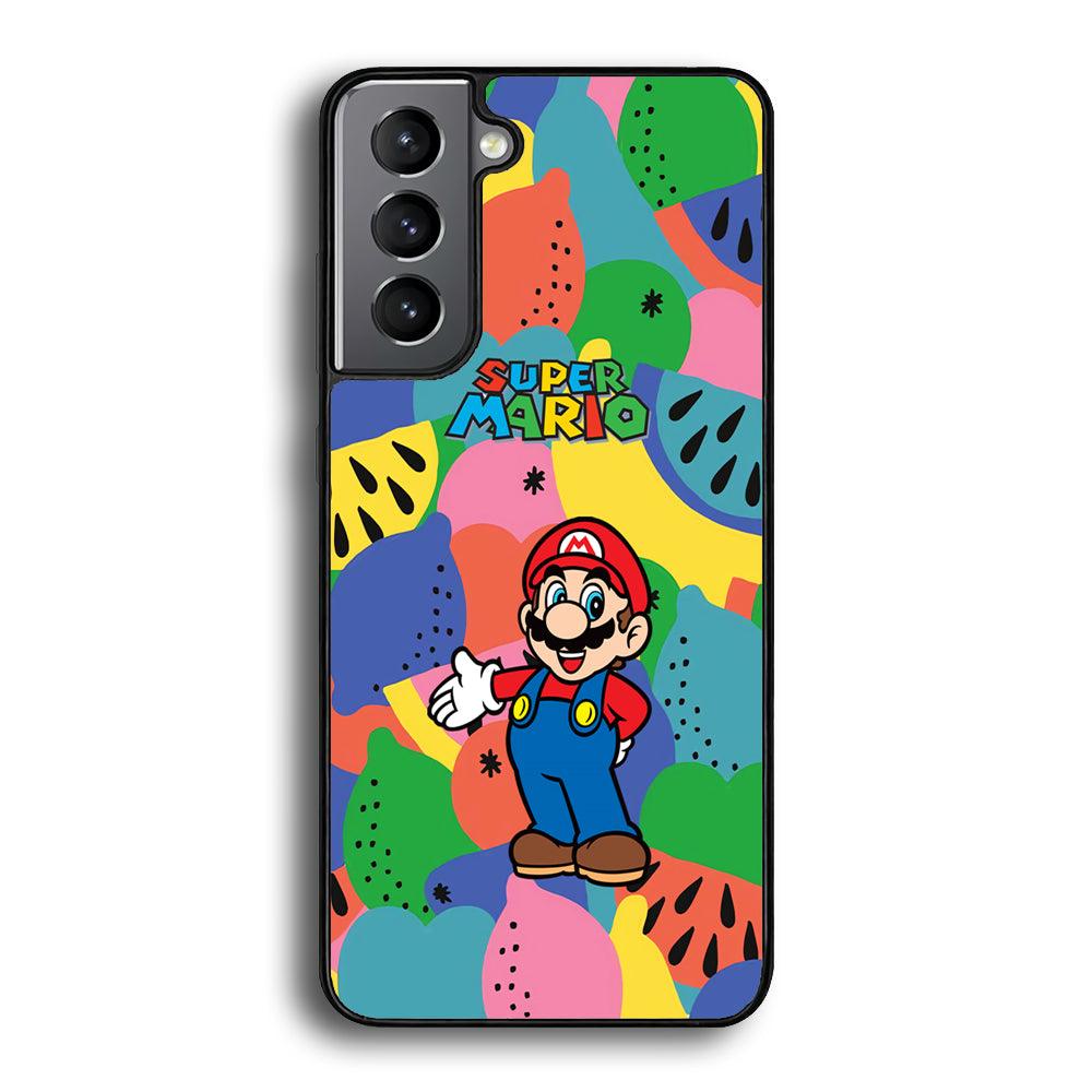 Super Mario Fruits Party Samsung Galaxy S24 Case-Rubber Black (2D Case)-Oxvistore