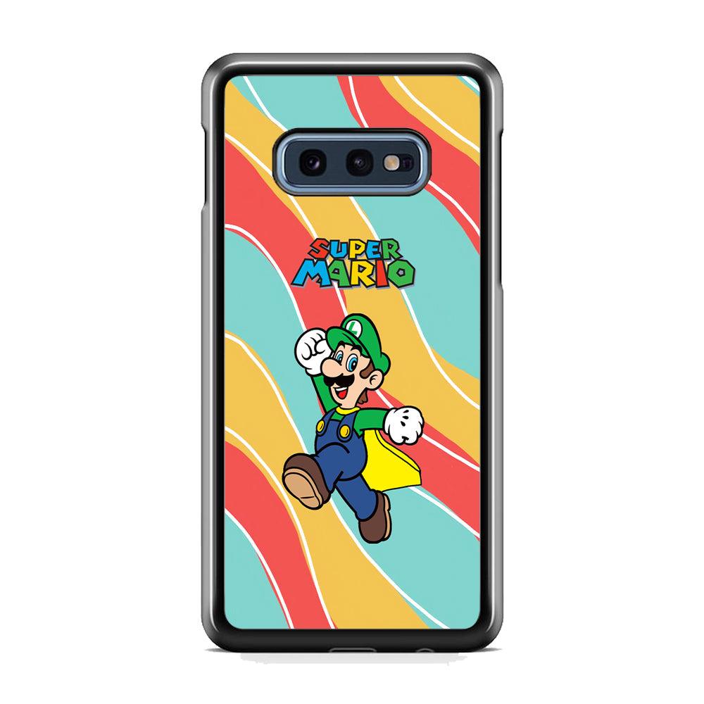 Super Mario Luigi Step and Fly Samsung Galaxy S10E Case-Rubber White (2D Case)-Oxvistore