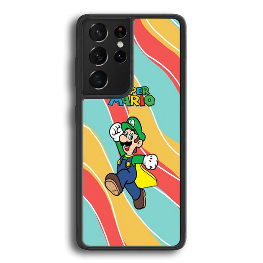 Super Mario Luigi Step and Fly Samsung Galaxy S21 Ultra Case-Rubber Black (2D Case)-Oxvistore