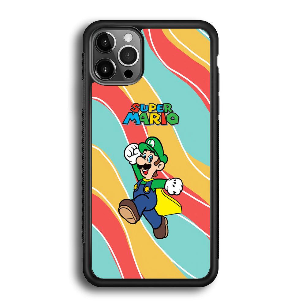 Super Mario Luigi Step and Fly iPhone 12 Pro Max Case-Rubber Black (2D Case)-Oxvistore