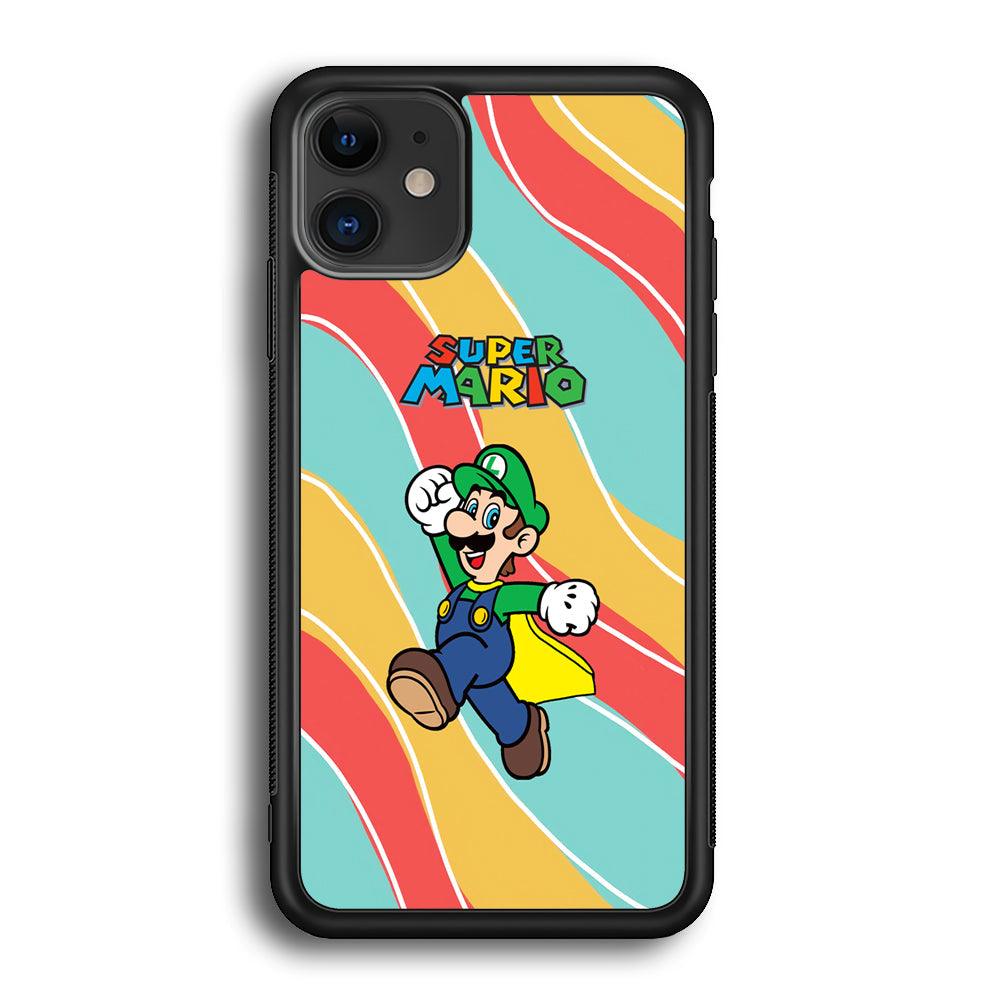 Super Mario Luigi Step and Fly iPhone 12 Case-Rubber Black (2D Case)-Oxvistore