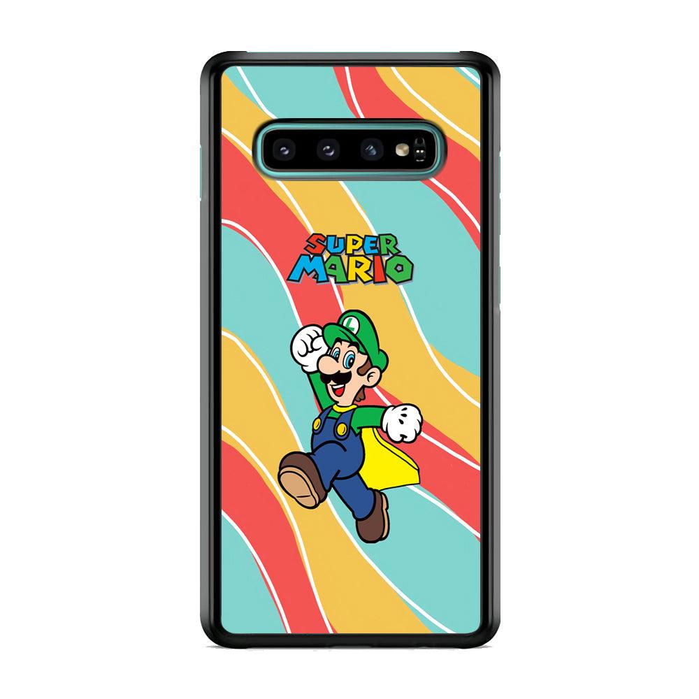 Super Mario Luigi Step and Fly Samsung Galaxy S10 Case-Rubber Black (2D Case)-Oxvistore