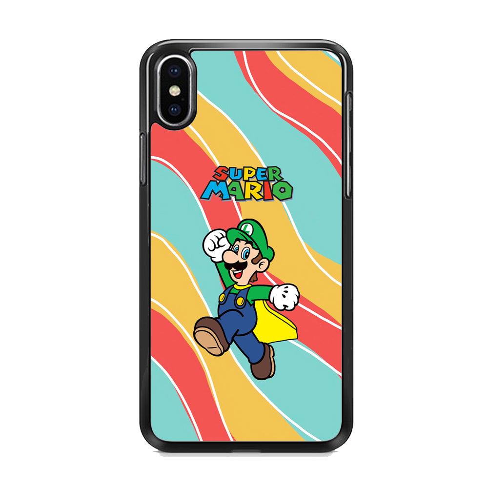Super Mario Luigi Step and Fly iPhone XS MAX Case-Rubber White (2D Case)-Oxvistore