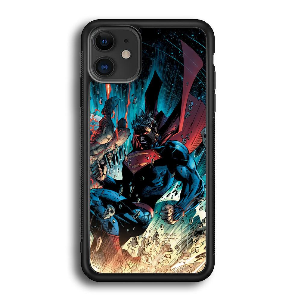 Superman Kick The Enemy iPhone 11 Case-Rubber Black (2D Case)-Oxvistore