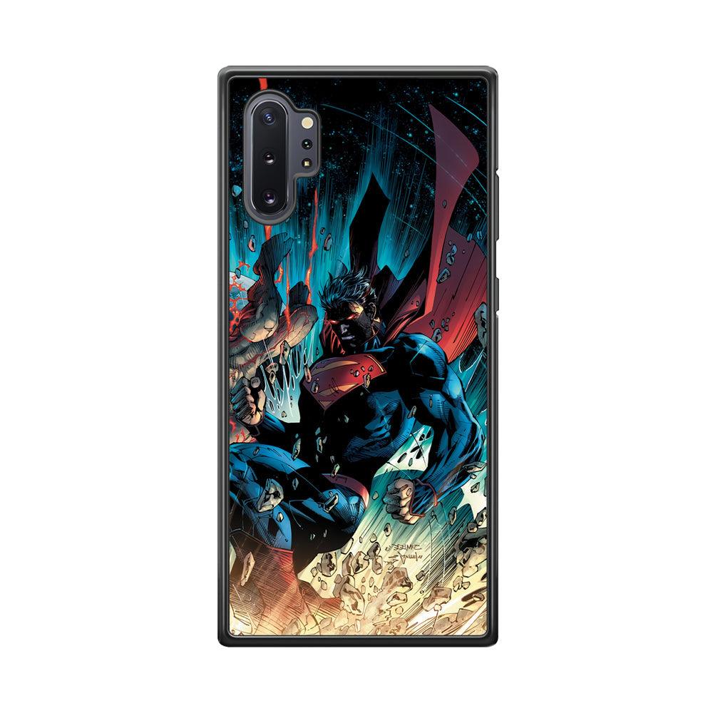 Superman Kick The Enemy Samsung Galaxy Note 10 Plus Case-Rubber Black (2D Case)-Oxvistore