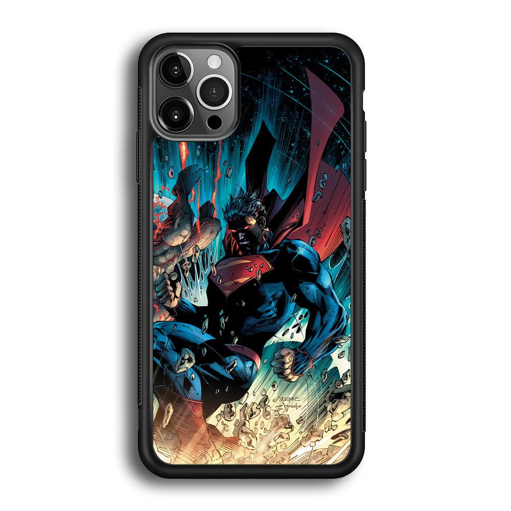 Superman Kick The Enemy iPhone 12 Pro Case-Rubber Black (2D Case)-Oxvistore