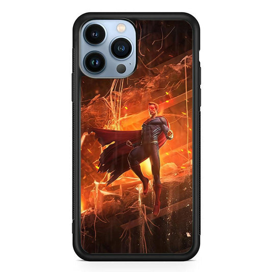 Superman Rise of Flaming Eye iPhone 13 Pro Max Case-Rubber Black (2D Case)-Oxvistore