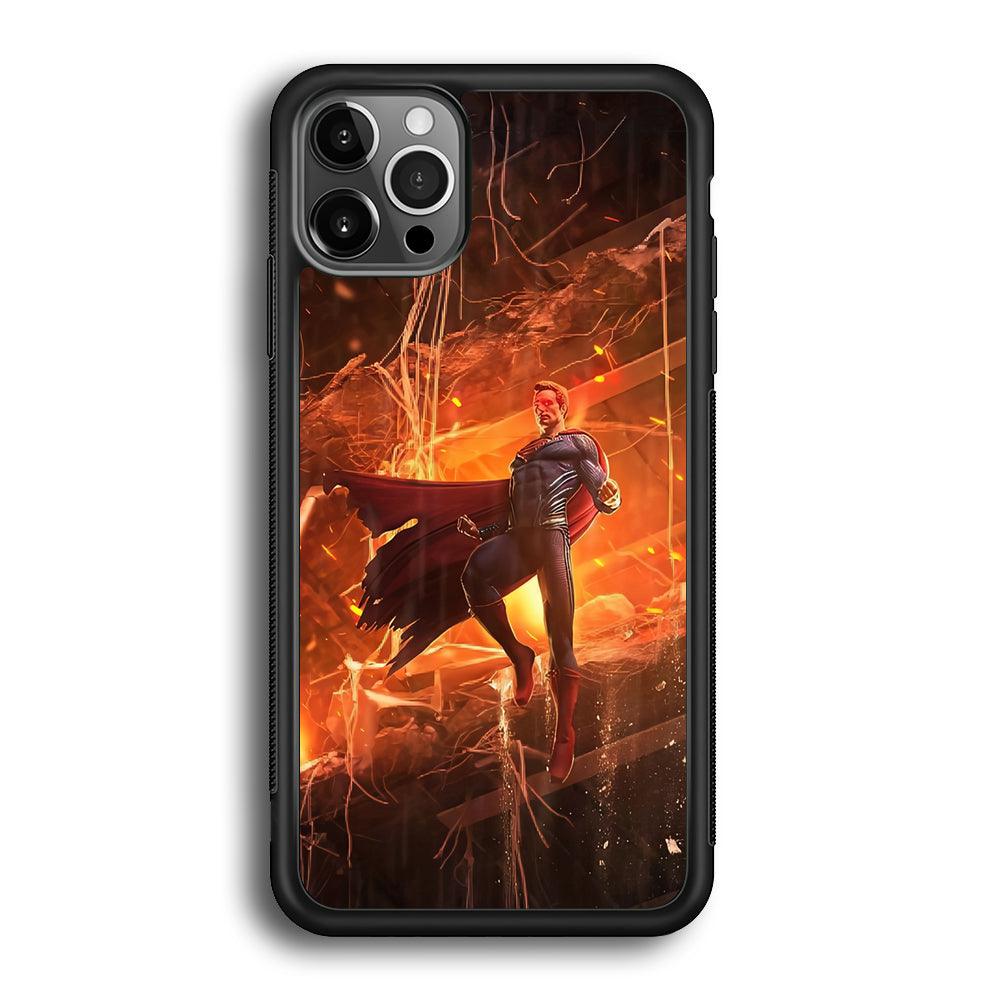Superman Rise of Flaming Eye iPhone 12 Pro Case-Rubber Black (2D Case)-Oxvistore