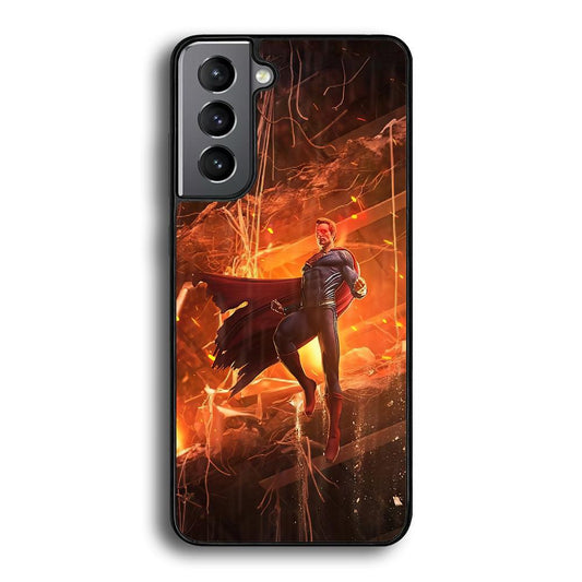 Superman Rise of Flaming Eye Samsung Galaxy S24 Case-Rubber Black (2D Case)-Oxvistore