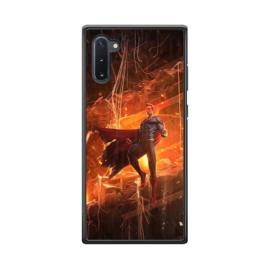 Superman Rise of Flaming Eye Samsung Galaxy Note 10 Case-Rubber Black (2D Case)-Oxvistore