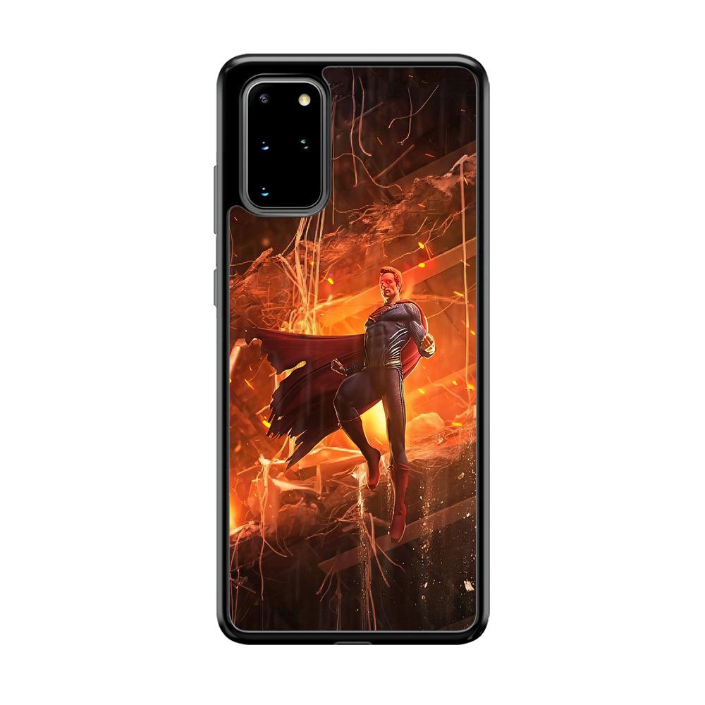 Superman Rise of Flaming Eye Samsung Galaxy S20 Plus Case-Rubber Black (2D Case)-Oxvistore