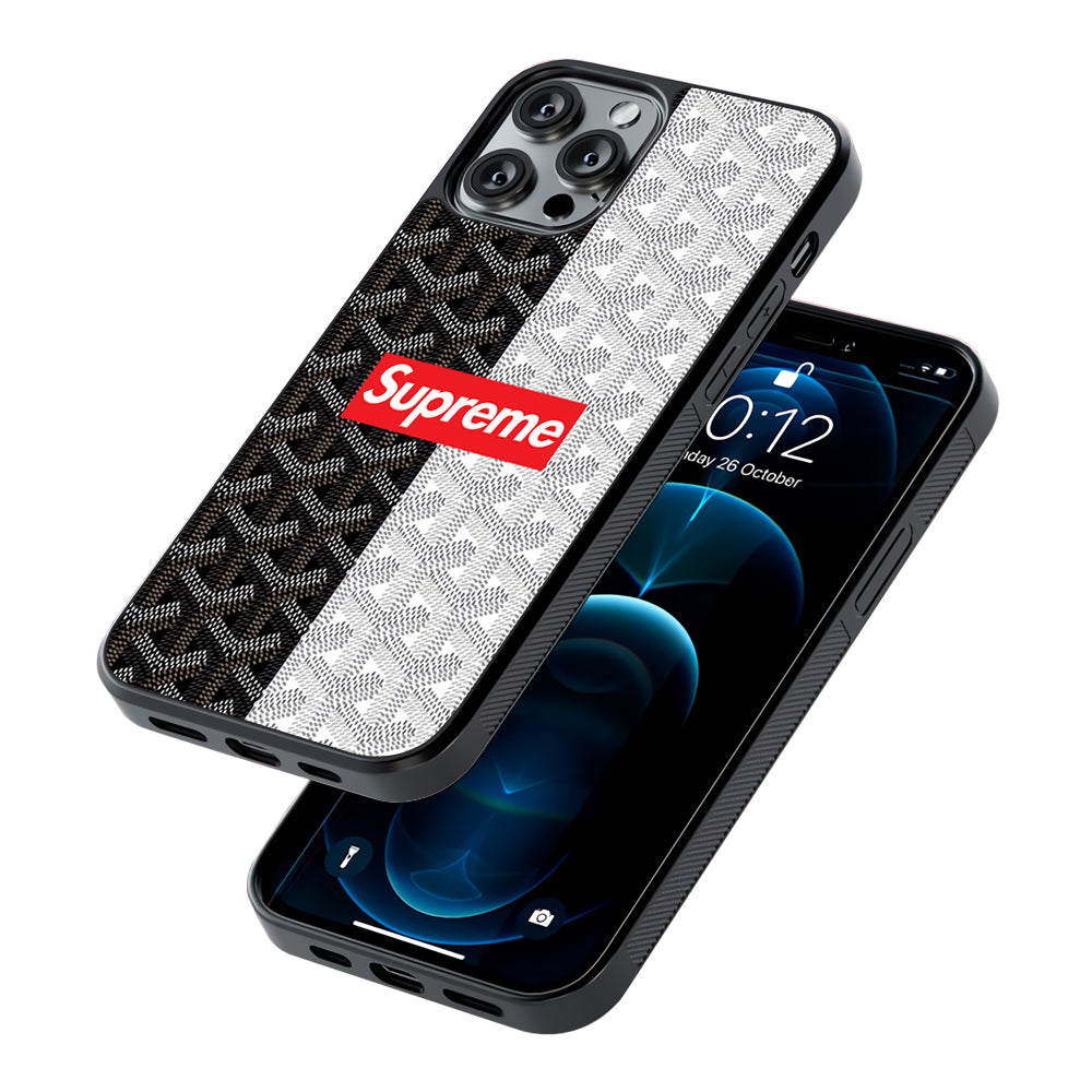 Supreme Black White Pattern 2D Rubber Phone Case-Oxvistore