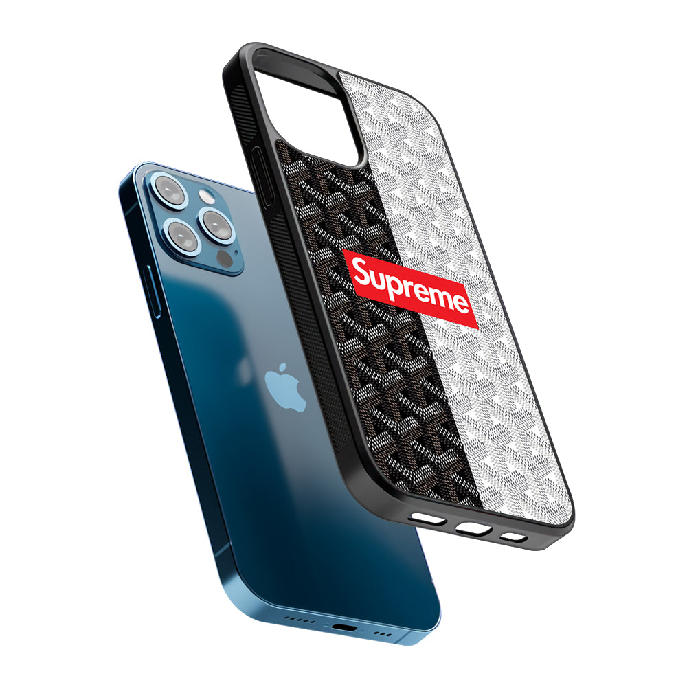 Supreme Black White Pattern 2D Rubber Phone Case-Oxvistore