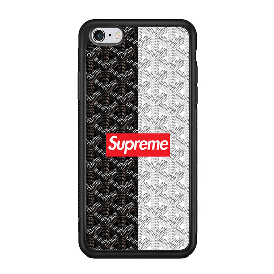 Supreme Black White Pattern iPhone 6 | 6s Case-Rubber Black (2D Case)-Oxvistore