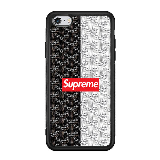Supreme Black White Pattern iPhone 6 Plus | 6s Plus Case-Rubber Black (2D Case)-Oxvistore