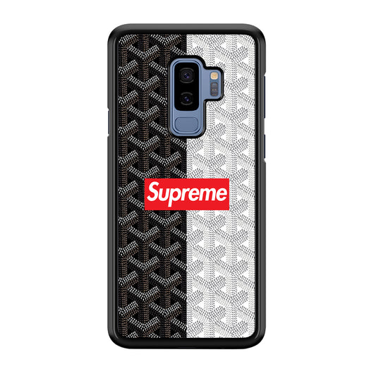 Supreme Black White PatternSamsung Galaxy S9 Plus Case-Rubber Black (2D Case)-Oxvistore