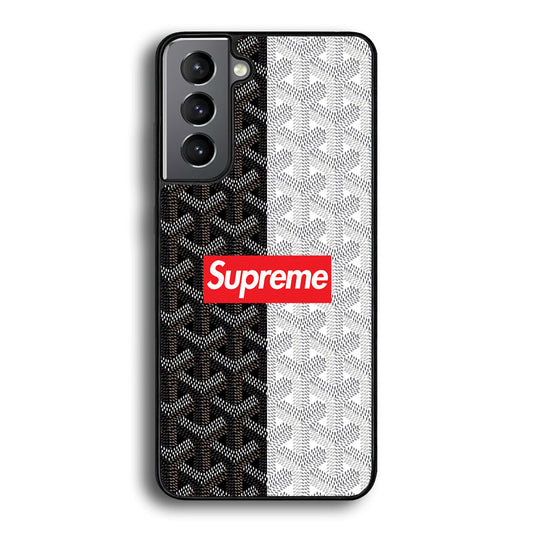 Supreme Black White Pattern Samsung Galaxy S22 Case-Rubber Black (2D Case)-Oxvistore