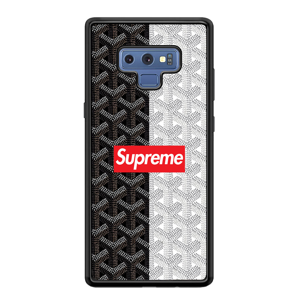 Supreme Black White Pattern Samsung Galaxy Note 9 Case-Rubber Black (2D Case)-Oxvistore