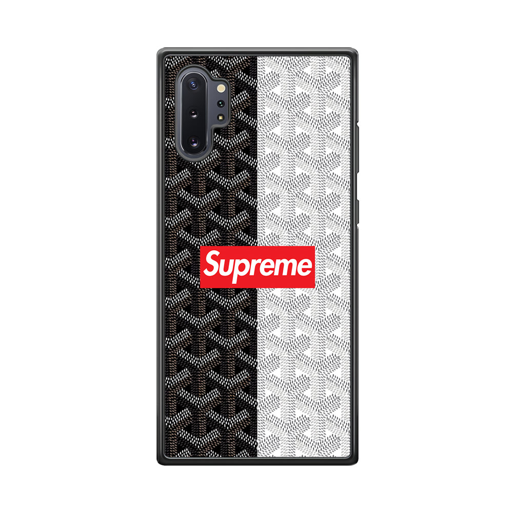 Supreme Black White Pattern Samsung Galaxy Note 10 Plus Case-Rubber Black (2D Case)-Oxvistore